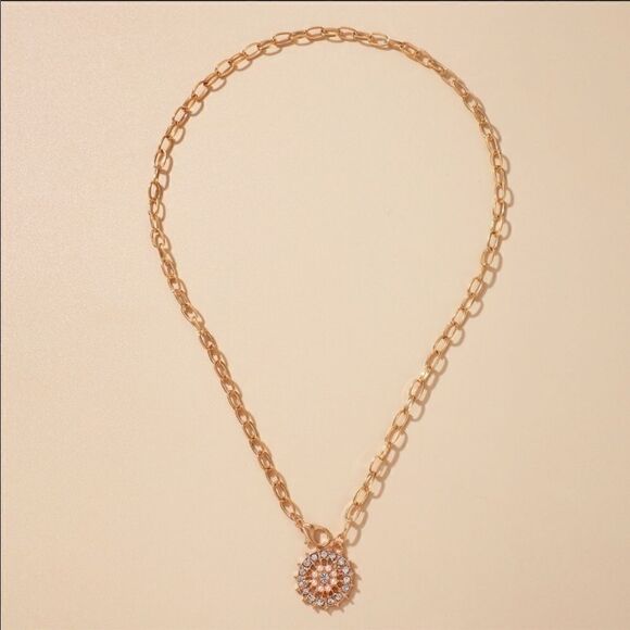 Necklace Flower Rhinestone Pendant Cutest - Picture 4 of 6